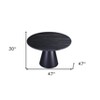 HomeRoots 47" Black Ceramic and Metal Pedestal Base Round Top Dining Table - 3 of 4