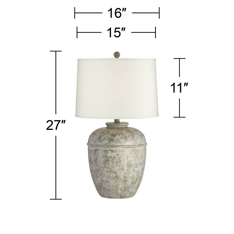 John Timberland Otero Rustic Table Lamp Southwest 27" Tall Faux Mottled Stone Cream Linen Drum Shade for Bedroom Living Room Bedside Nightstand Kids, 4 of 10