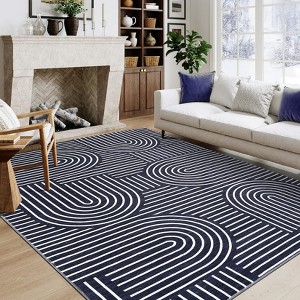 Modern Rainbow Striped Area Rug Washable Living Room Rugs Stain Resistant Non-Slip Backing Ultra-Thin Non Shedding,for Bedroom Playroom - 1 of 4