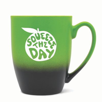 Elanze Designs Squeeze The Day Two Toned Ombre Matte 10 ounce New Bone China Coffee Tea Cup Mug, Green and Black
