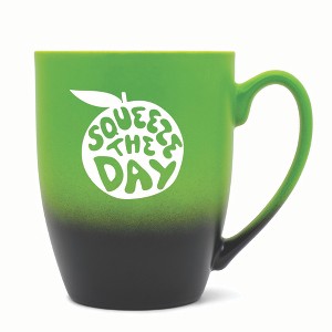 Elanze Designs Squeeze The Day Two Toned Ombre Matte 10 ounce New Bone China Coffee Tea Cup Mug, Green and Black - 1 of 4