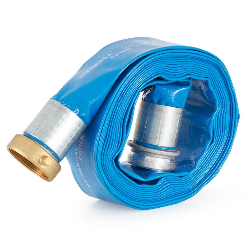 Apache 98138040 2 Inch Diameter 25 Foot Length 70 PSI Polyester-Reinforced PVC Lay Flat Pool Sump Pump Hose with Aluminum Pin-Lug Connection, (2 Pack), 2 of 7