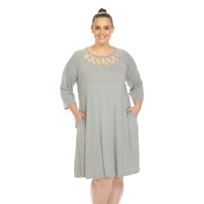 Plus Size Criss Cross Neckline Swing Dress