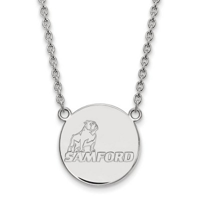 Black Bow Jewelry 10k White Gold Samford Bulldogs NCAA Necklace 18 Inch