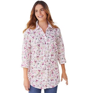 Woman Within Perfect Three Quarter Sleeve Shirt - 1 of 4