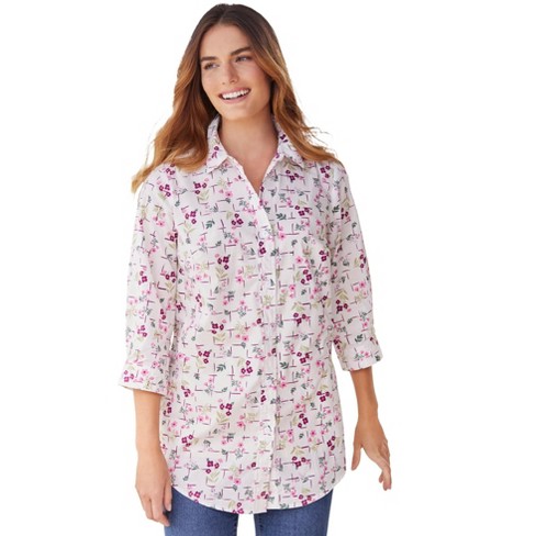 WOMEN'S LOVE PRINTED THREE QUARTER SLEEVE T-SHIRT SIDE POCKET