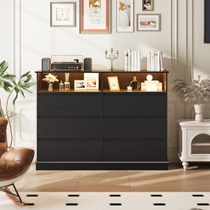 Dresser for Bedroom with 6 Drawers, Modern Chest Featuring  and Charging Station, Spacious Storage Cabinet - 1 of 4