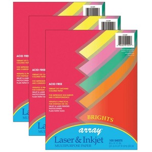 Pacon Bright Multi-Purpose Paper, 5 Assorted Colors, 20 lb., 8-1/2" x 11", 100 Sheets Per Pack, 3 Packs - 1 of 1