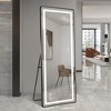 Whisen Full-Length Dressing Mirror with 3-Color Dimmable Light and Aluminum Frame, Wall Mount or Floor Bracket Standing, 21"x64" - Black - 3 of 4