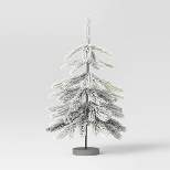 19" Unlit Flocked Indexed Downswept Pine Artificial Christmas Tree with Round Base - Wondershop™