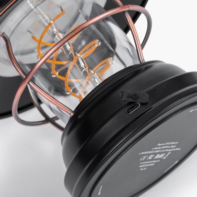 Barebones Antique Bronze Steel Outpost Lantern with LED Light