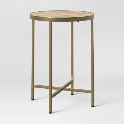 Marlton Metal Accent Table with Travertine Brown - Threshold™