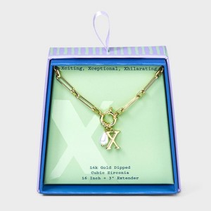 14K Gold Dipped Pearl Charm on Chain Initial Necklace - A New Day Gold - 1 of 4