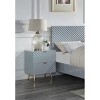 Gulches Modern Glam Nightstand with High Gloss Gray Finish, 2 Storage Drawers & Gold Metal Legs, 1pc Wooden Bedside Table - 3 of 4