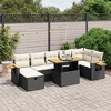 vidaXL 8 Piece Patio Sofa Set with Cushions Black and Cream Poly Rattan - without storage - 2 of 4