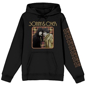Sonny & Cher Vintage Art Long Sleeve Black Adult Hooded Sweatshirt - 1 of 3