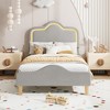 Upholstered Bed Frame with Adjustable Headboard and Footboard, Velvet Princess Platform Bedframe for Kids/Girls - 3 of 4