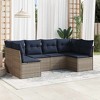 vidaXL 6 Piece Patio Sofa Set with Cushions Gray Poly Rattan - 2 of 4