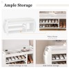 Airsurfer Shoe Storage Bench with Cushion ¨C Retro Entryway Bench with Curved Sides and Open Shelf, Multifunctional Design for Hallway or Living Room - 4 of 4