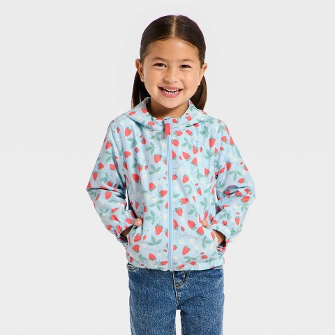 Детские куртки Cat & Jack Toddler Girls' Strawberry Printed Windbreaker Jacket - Cat & Jack™ Blue 2T
