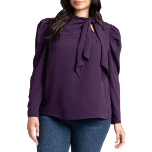 ELOQUII Women's Plus Size Drape Front Blouse - 1 of 4