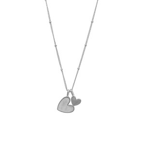Adornia Tarnish Resistant Silver Plated Mother of Pearl Heart Charms Necklace - 1 of 3