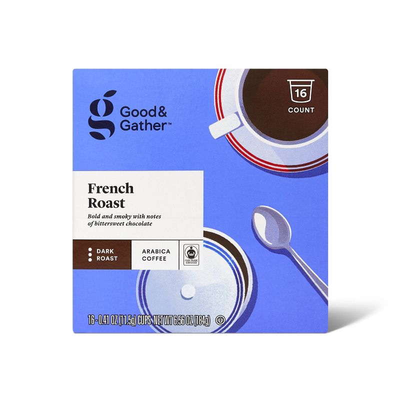 French Roast Dark Roast Coffee - 16ct Single Serve Pods - Good &#38; Gather&#8482;, 1 of 6