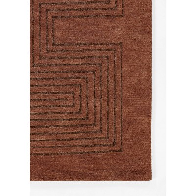 Copper Geometric Hand-Tufted Wool Runner Rug 2'6" x 8'