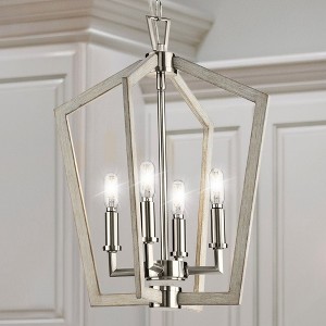Urban Ambiance Luxury Modern Indoor Chandelier,  18-3/8''H x 14-1/4"W x 14-1/4''D,  Brushed Nickel Finish, UHP4566 - 1 of 4