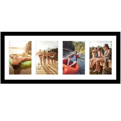 Collage Picture Frame in Black with Three Displays of 4" x 6" Shatter Resistant Glass for Wall - Americanflat
