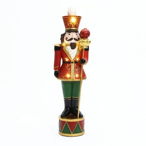LuxenHome 24.8" LuxenHome 2Ft Tall Traditional Nutcracker King in Red with Lights Multicolored - 1 of 4