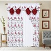 Home Mart Goods Burgundy White Luxury Floral Embroidery Rod Pocket Window Panel Attached Valance Satin Backing 2 Tie Backs Curtain Set (2 Panels) - 3 of 4