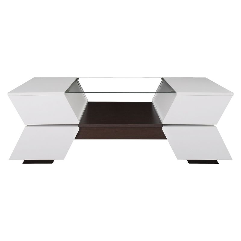 Lucas Glass Top Coffee Table with Hidden Storage White/Walnut - HOMES: Inside + Out, 1 of 7