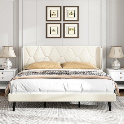 Velvet Platform Full Bed Frame - Upholstered