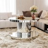 RISOKEYS Double-Tier Luxury Round Mirror Coffee -  End Table with Fluted Glass Modern Sofa Side Table for Living Room, Silver - 2 of 4