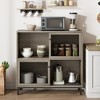 Coffee Bar Cabinet, Sideboard Buffet Cabinet with Sliding Door, Wood Display Accent Cabinet, for Living Room, Kitchen, Dining Room, Gray - 3 of 4