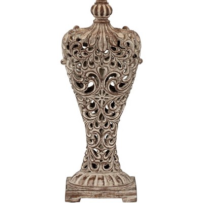 Elle Antique Gold Scroll 33" Table Lamp with Off-White Shade