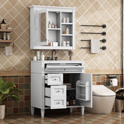 NicBex Bathroom Vanity without Sink/with Sink,Bathroom Sink Vanity with Drawers,36/30 inch Bathroom Sink Cabinet for Bathroom,Blue/White