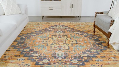 Bohemian Bliss Orange Multicolor Medallion Indoor Rug - 27"x5.5"