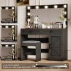 KTMBDW 43.4" Makeup Vanity Table with Stool, Makeup Table with Mirror&11 LED Light, Brightness Adjustable, Dressing Table Desk with 3 Drawers - 3 of 4