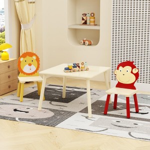 Lycvki 3 Pieces Wooden Kids Table and 2 Chairs Set - 1 of 4