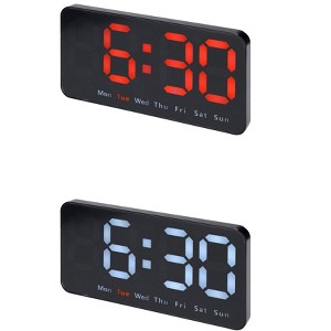 REGALWOVEN 2 Pcs Plastic Digital Dimmable Big Numbers Display Table Clock 8.3 x 4.3 x 1.2 Inches - 1 of 4