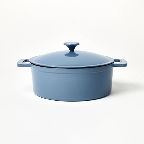 Lodge Enameled Cast Iron Dutch Oven, Blue, 5.5 qt