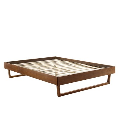 Walnut Queen Mid-Century Modern Wood Platform Bed Frame