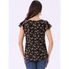 INSPIRE CHIC Women's Chiffon Ruffle Sleeve Square Neck Floral Print Blouse - 4 of 4
