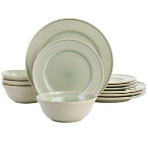 Gibson 12 Piece Reactive Glaze Stoneware Dinnerware Set - 1 of 4