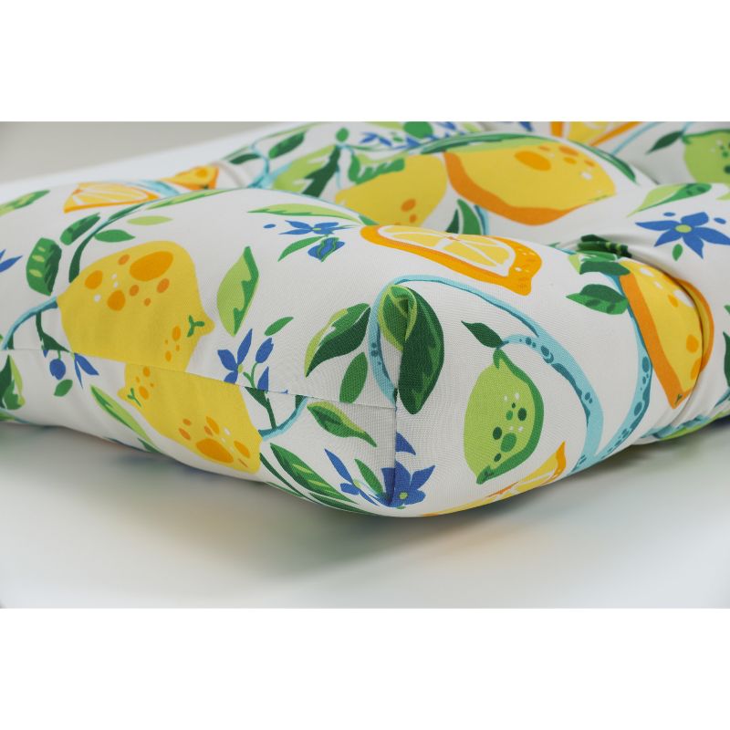 48&#34; x 18&#34; Outdoor/Indoor Tufted Bench/Swing Cushion Lemon Tree Yellow - Pillow Perfect, 3 of 7