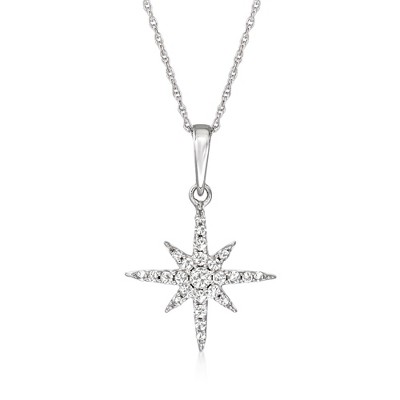 Ross-Simons 0.25 ct. t.w. Diamond Star Pendant Necklace in 14kt White Gold