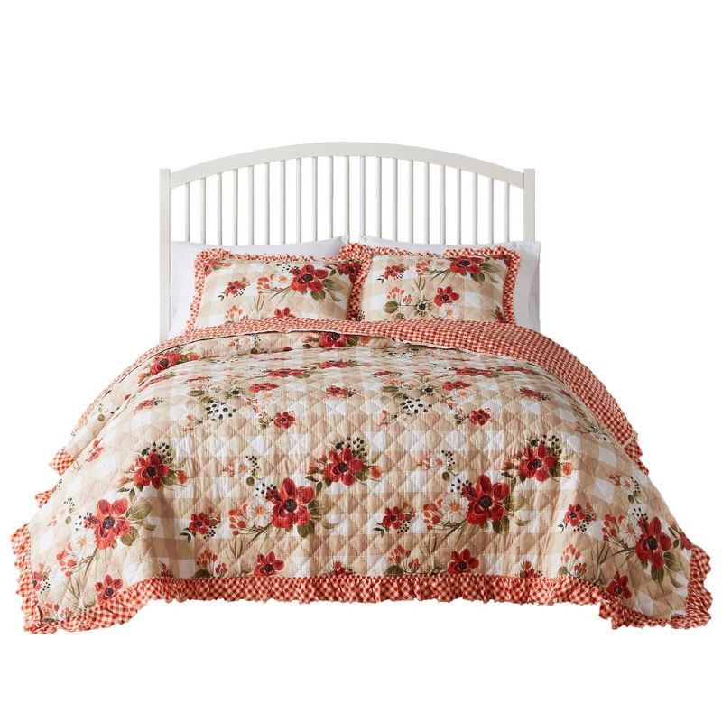 Greenland Home Fashions Wheatly Quilt Set Truffle, 1 of 8