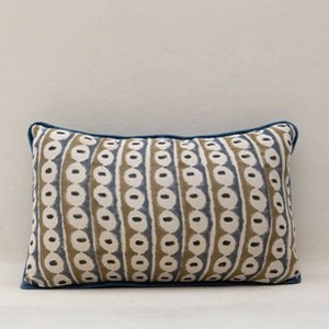 Mela Artisans Nazar Blockprint Pillow Cover, Blue- 14x20" - 1 of 4